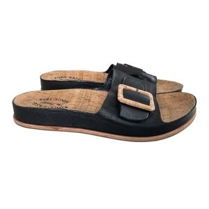 Kork-Ease Black Sandals with Tan Accents